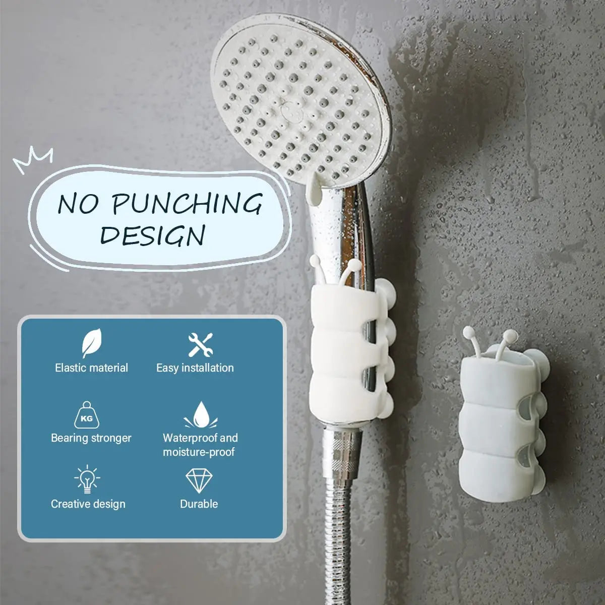 Guili | Adjustable shower head holder with strong suction cup