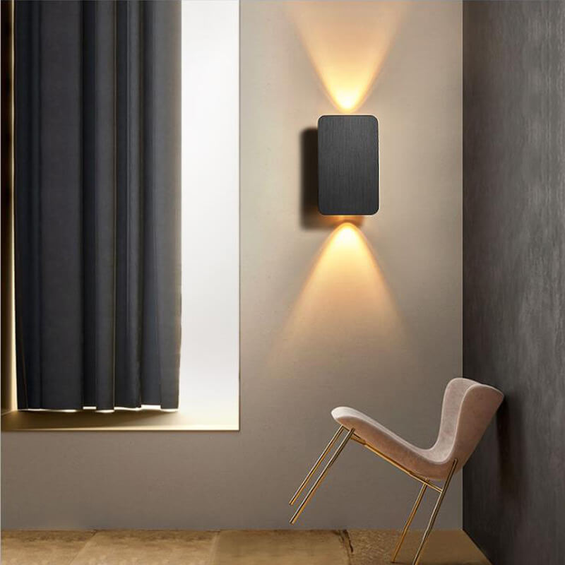 Nordic Minimalist Glass Rectangular LED Wall Sconce Light 2-light