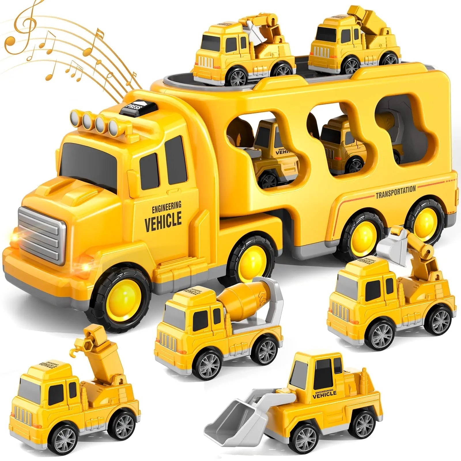 Guili | Diecast Truck Toy | Educational Set - Excavator, Bulldozer and More