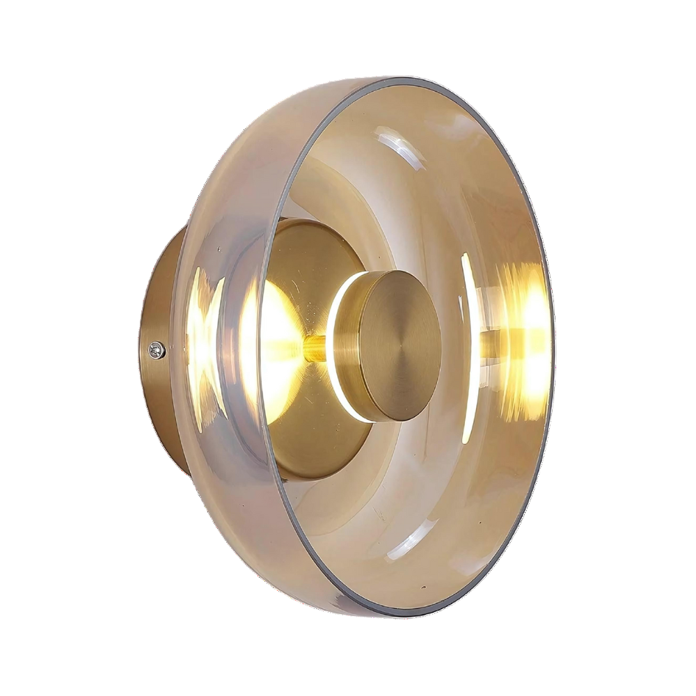 Minimalist Brass & Glass Round Wall Sconce LED 1-Light