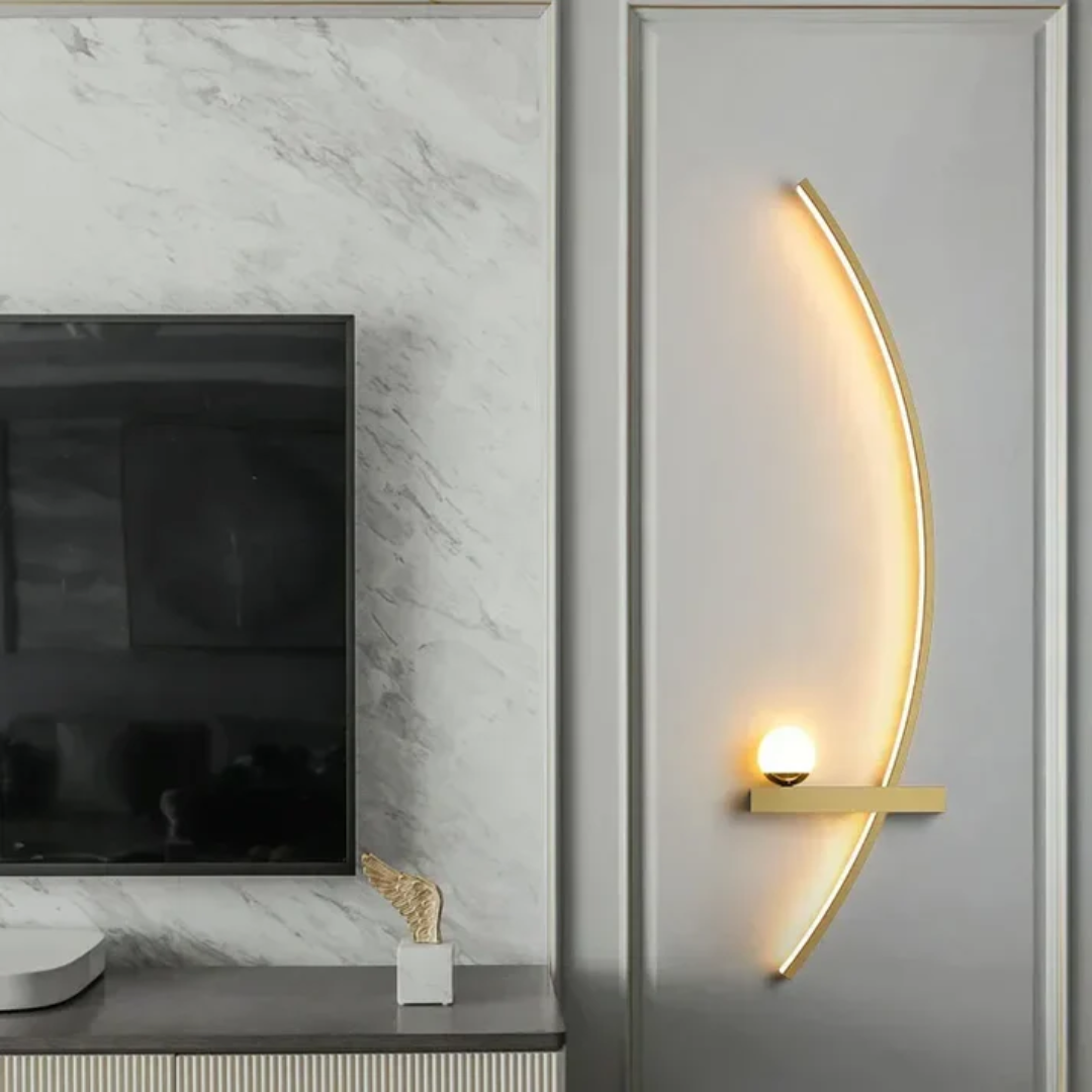 Modern Brass Arc LED Wall Sconce 2-Lights