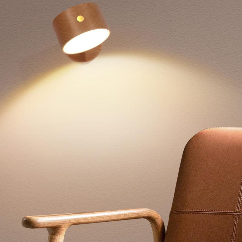 Minimalist Wooden Round LED Wall Sconce 1-Light