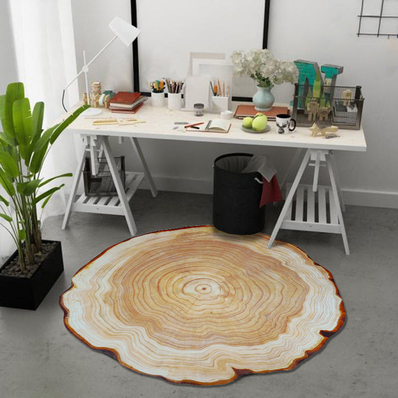 Guili | Multicolor 3D Tree Rings Carpet Polypropylene Contemporary Carpet Washable Non-Slip Back Animal-Friendly Carpet for Living Room