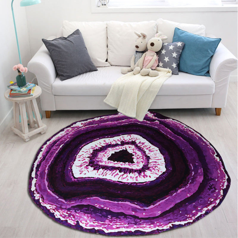 Guili | Multicolor 3D Tree Rings Carpet Polypropylene Contemporary Carpet Washable Non-Slip Back Animal-Friendly Carpet for Living Room