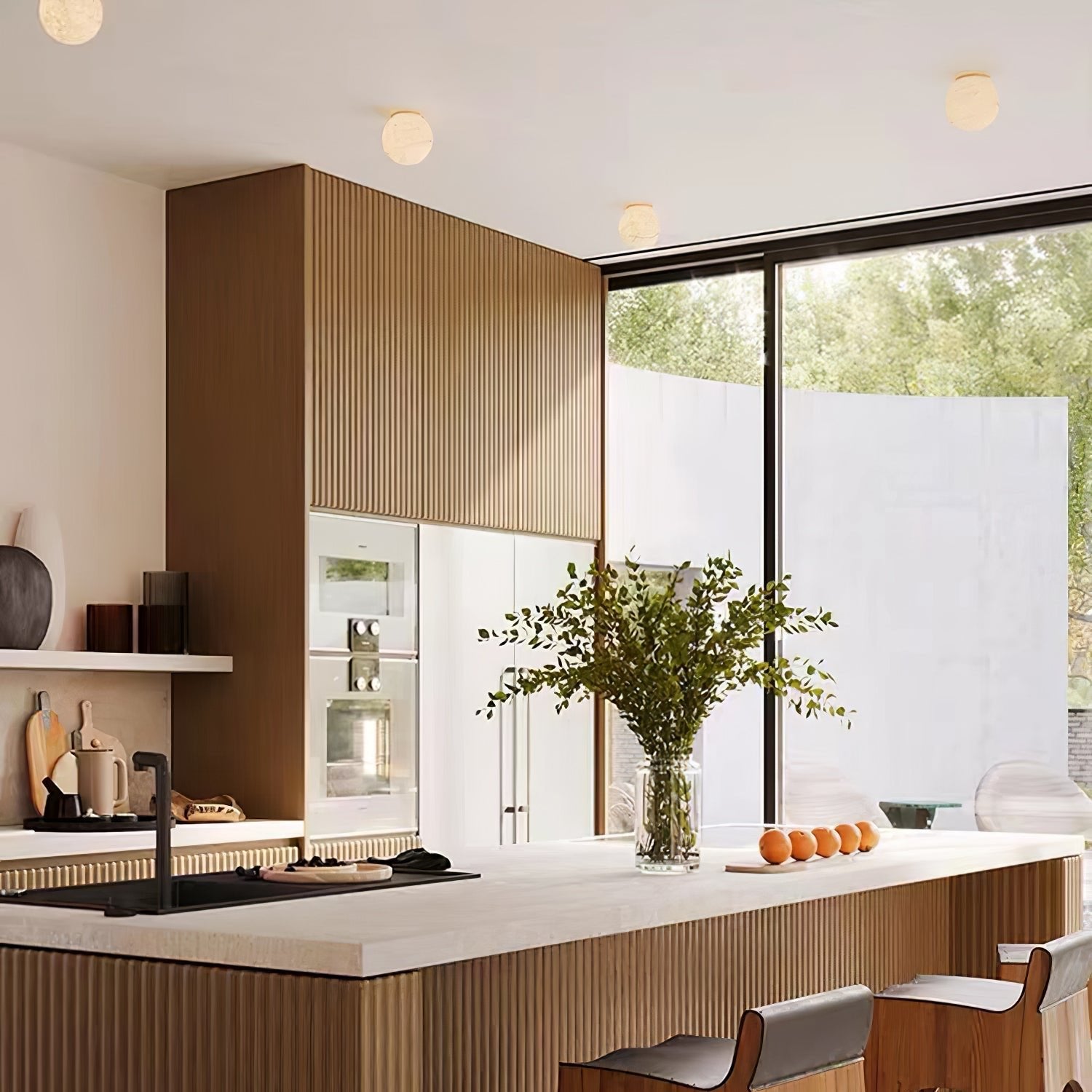 Japandi Marble Orb Wall Sconce LED 1-Light