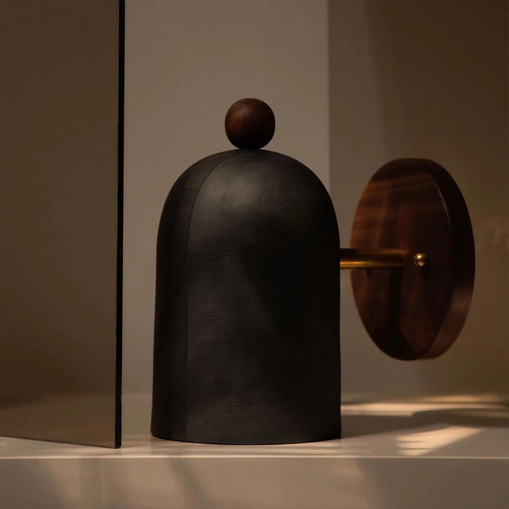 Nordic Zen Walnut Metal Wall Sconce LED 1-Light