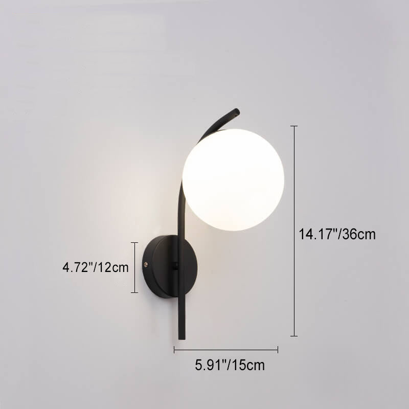 Nordic Glass Globe Arc Wall Sconce 1-Light