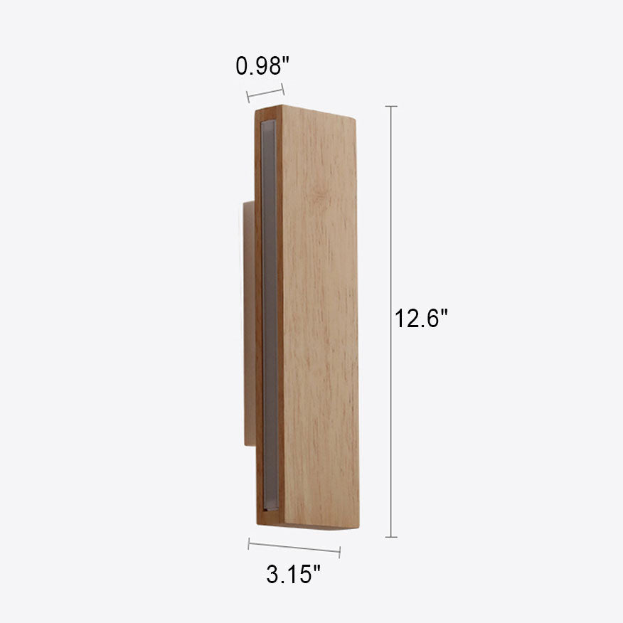 Japanese Wood Rectangular LED Wall Sconce
