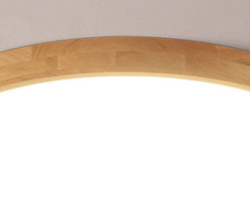 Nordic Solid Wood Round Ultra-thin LED Flush Mount Ceiling 1-Light