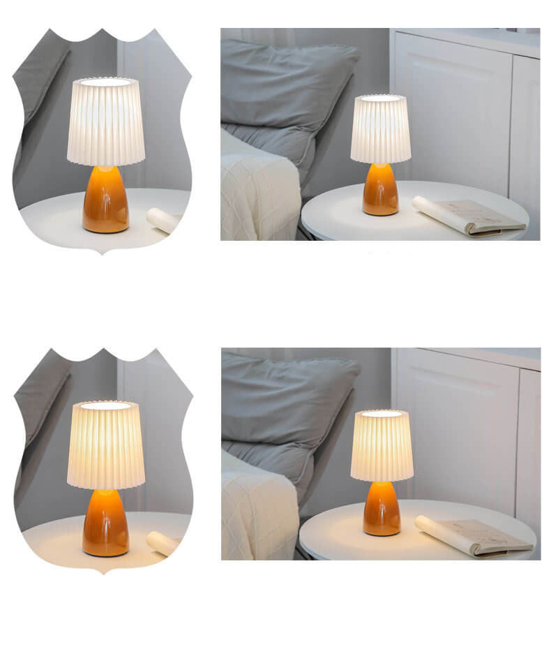 Nordic Glass Pleated Shade Table Lamp 1-Light