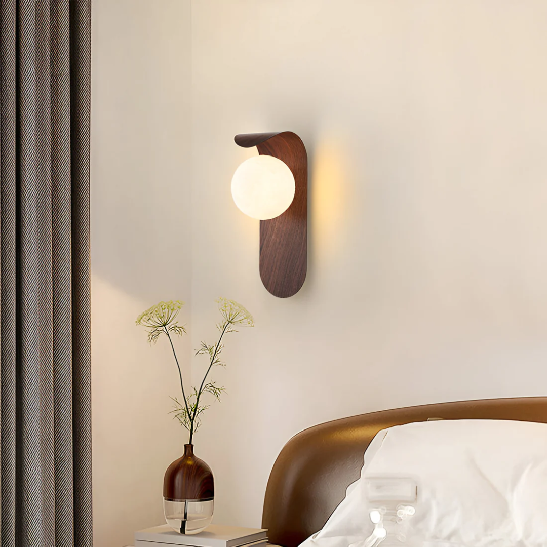 Scandinavian Wood Globe Wall Sconce LED 1-Light