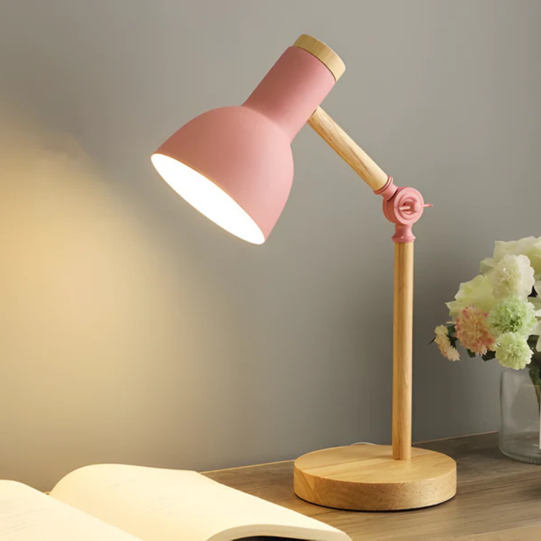 Modern Wooden and Metal Adjustable LED Table Lamp 1-Light