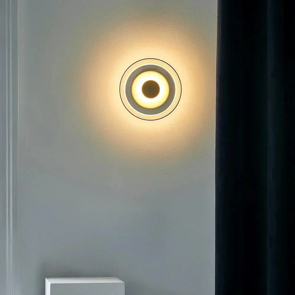 Minimalist Brass & Glass Round Wall Sconce LED 1-Light