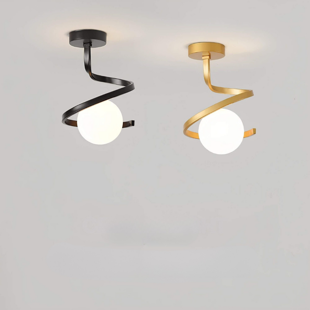 Modern Brass Glass Ceiling Light 1-Light