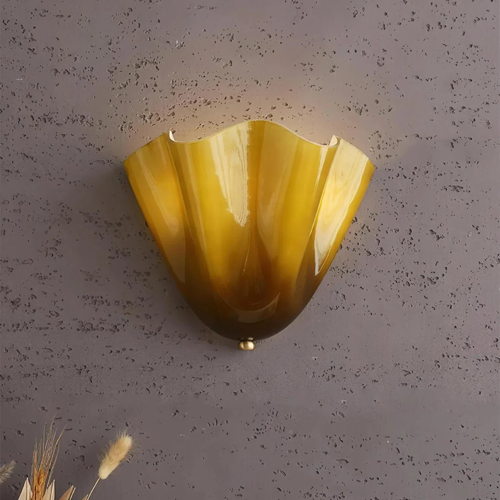 Retro Stained Glass Skirt Shell Wall Sconce LED 1-light