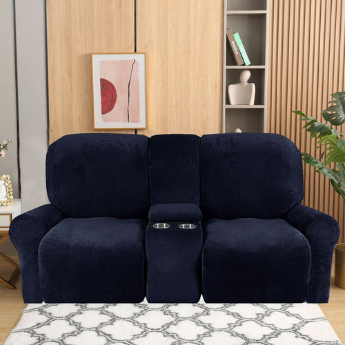 Guili | 2-Seater Recliner Sofa Cover with Cup Holders – Velvet Plush
