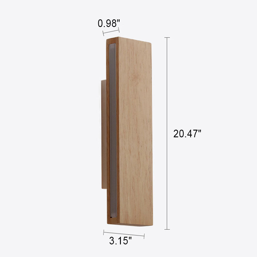 Japanese Wood Rectangular LED Wall Sconce