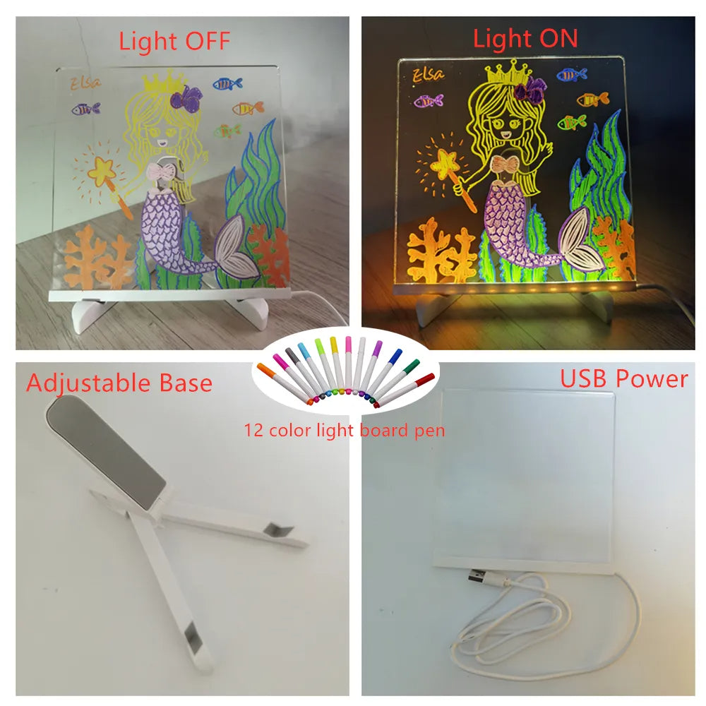 Guili | Personalized LED Lamp | Creative Message Board for Children - Rechargeable and Extendable