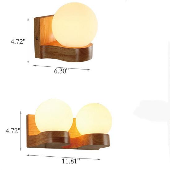 Nordic Wooden Glass Globe Wall Light