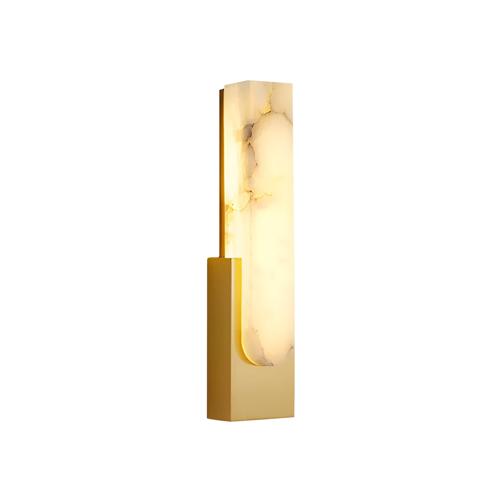 Modern Alabaster-Effect Brass Wall Sconce LED 1-Light