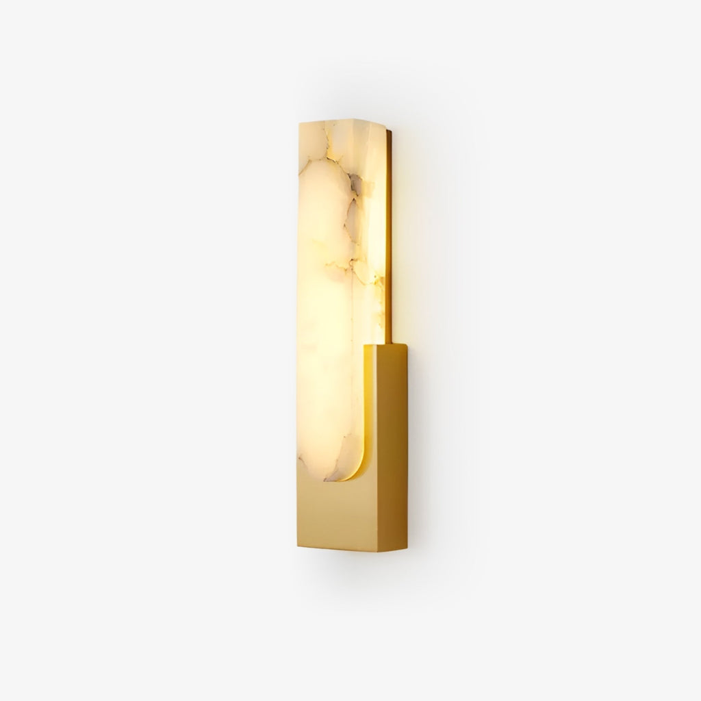 Modern Alabaster-Effect Brass Wall Sconce LED 1-Light
