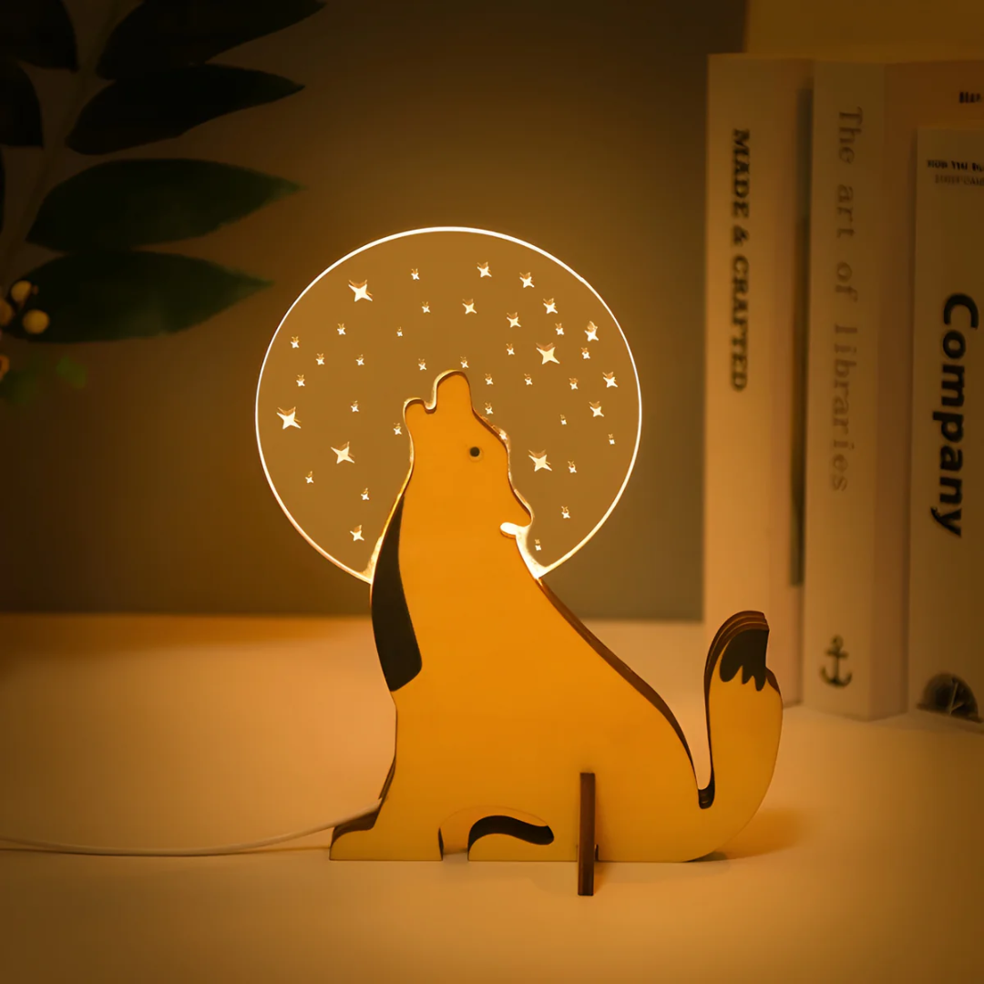 Nordic Wooden Animal LED Table Lamp 1-Light