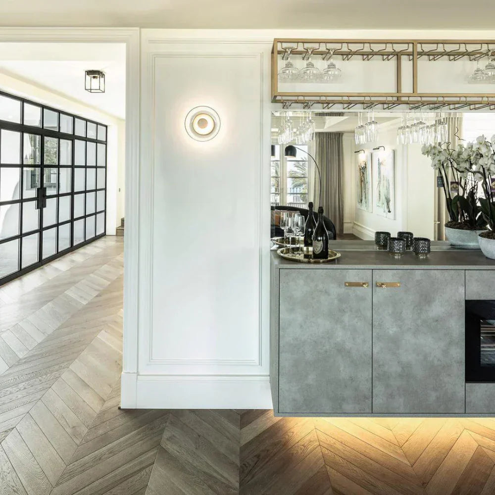 Minimalist Brass & Glass Round Wall Sconce LED 1-Light