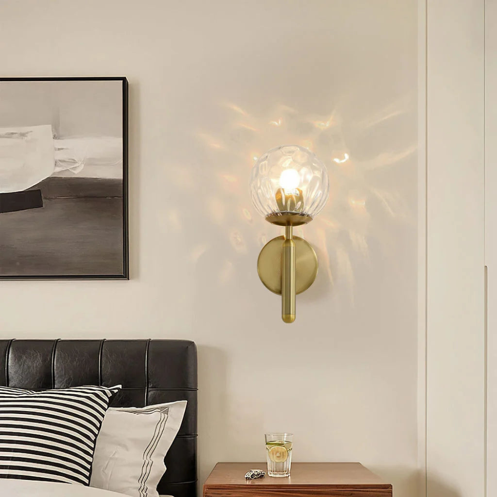 Nordic Brass Glass Globe Wall Sconce LED 1-Light