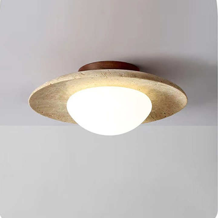 Nordic Minimalist Travertine Round LED Ceiling Light 1-Light