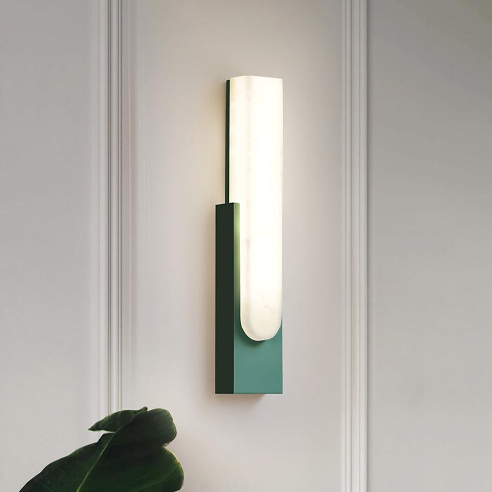 Modern Alabaster-Effect Brass Wall Sconce LED 1-Light