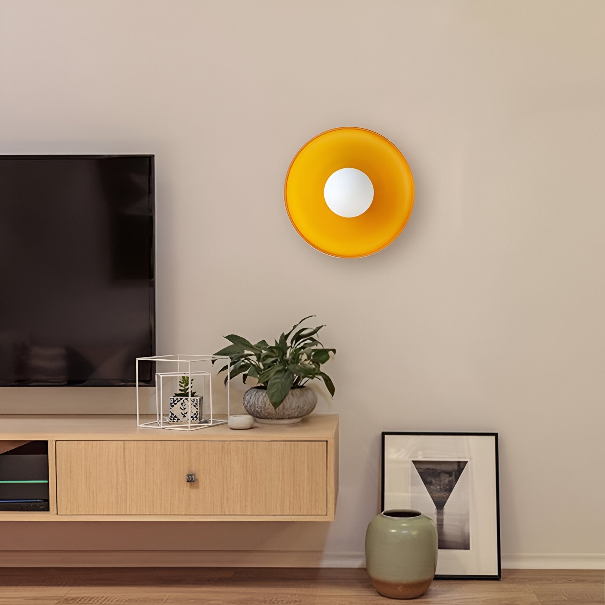 Nordic Glass Olive Disc Wall & Ceiling Light LED 1-light