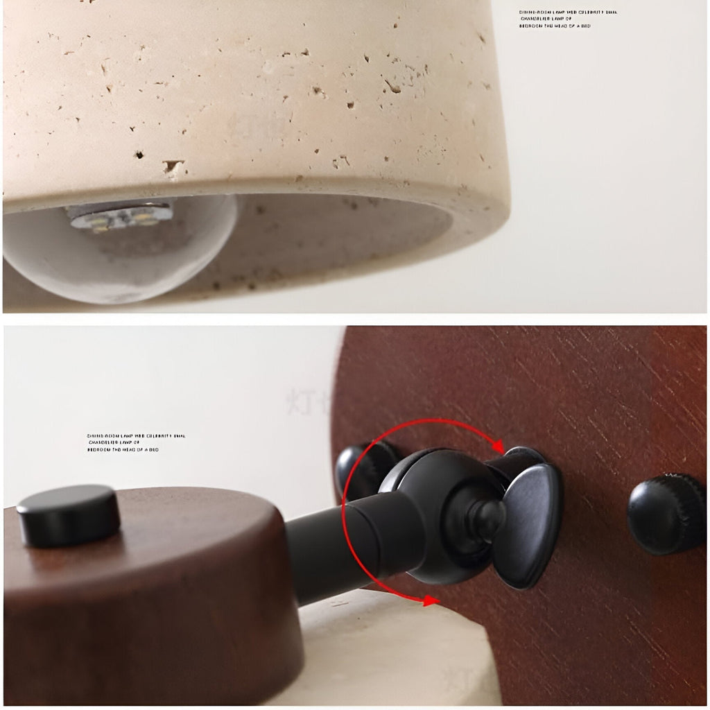 Minimalist Travertine Wood Cylinder Wall Sconce LED 1-light