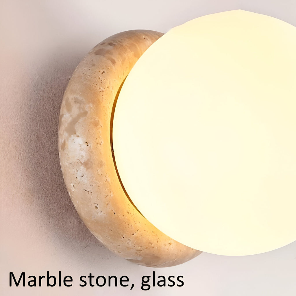 Modern Travertine Stone Round Outdoor Wall Light LED 1-Light