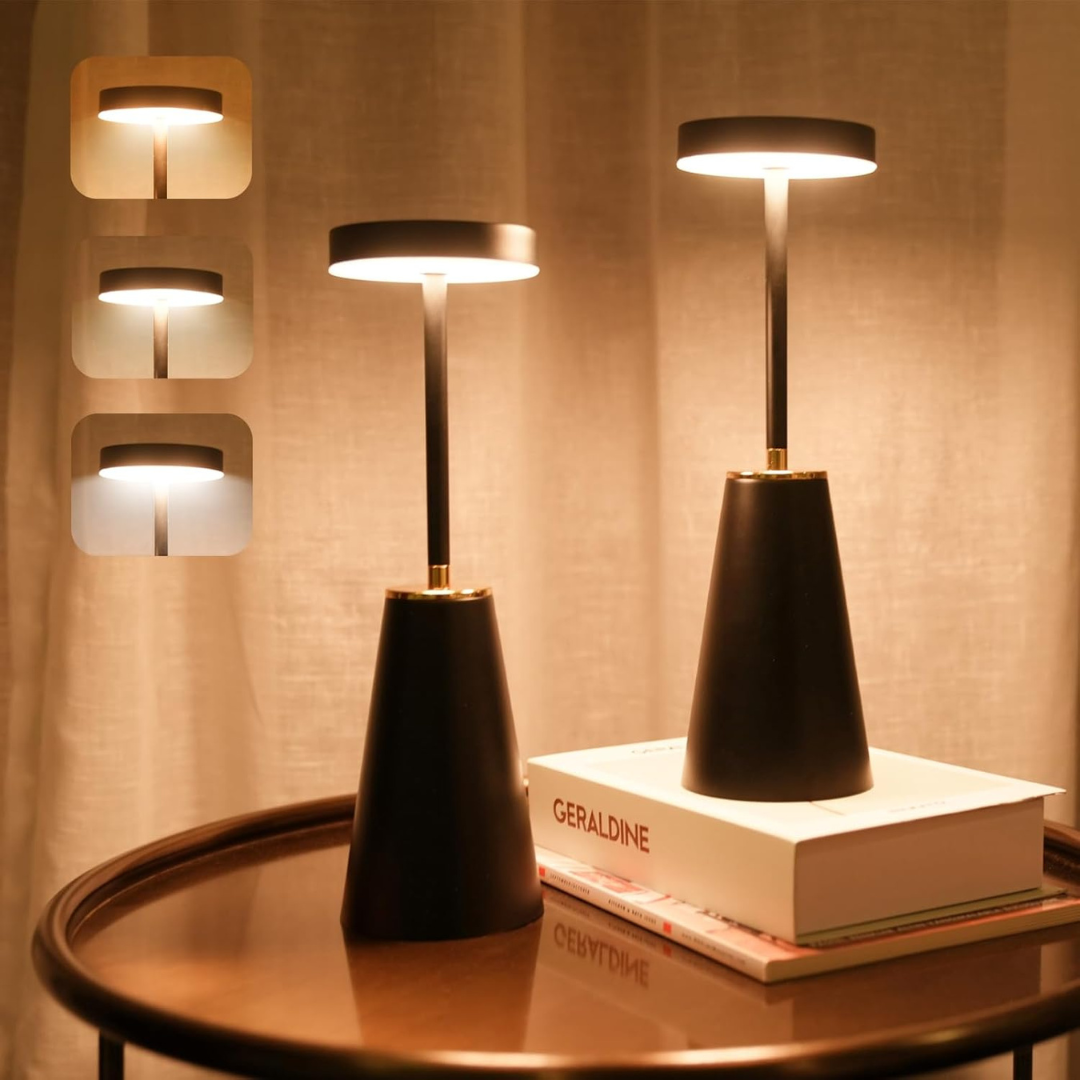 Modern Iron Cone LED Rechargeable Table Lamp 1-Light