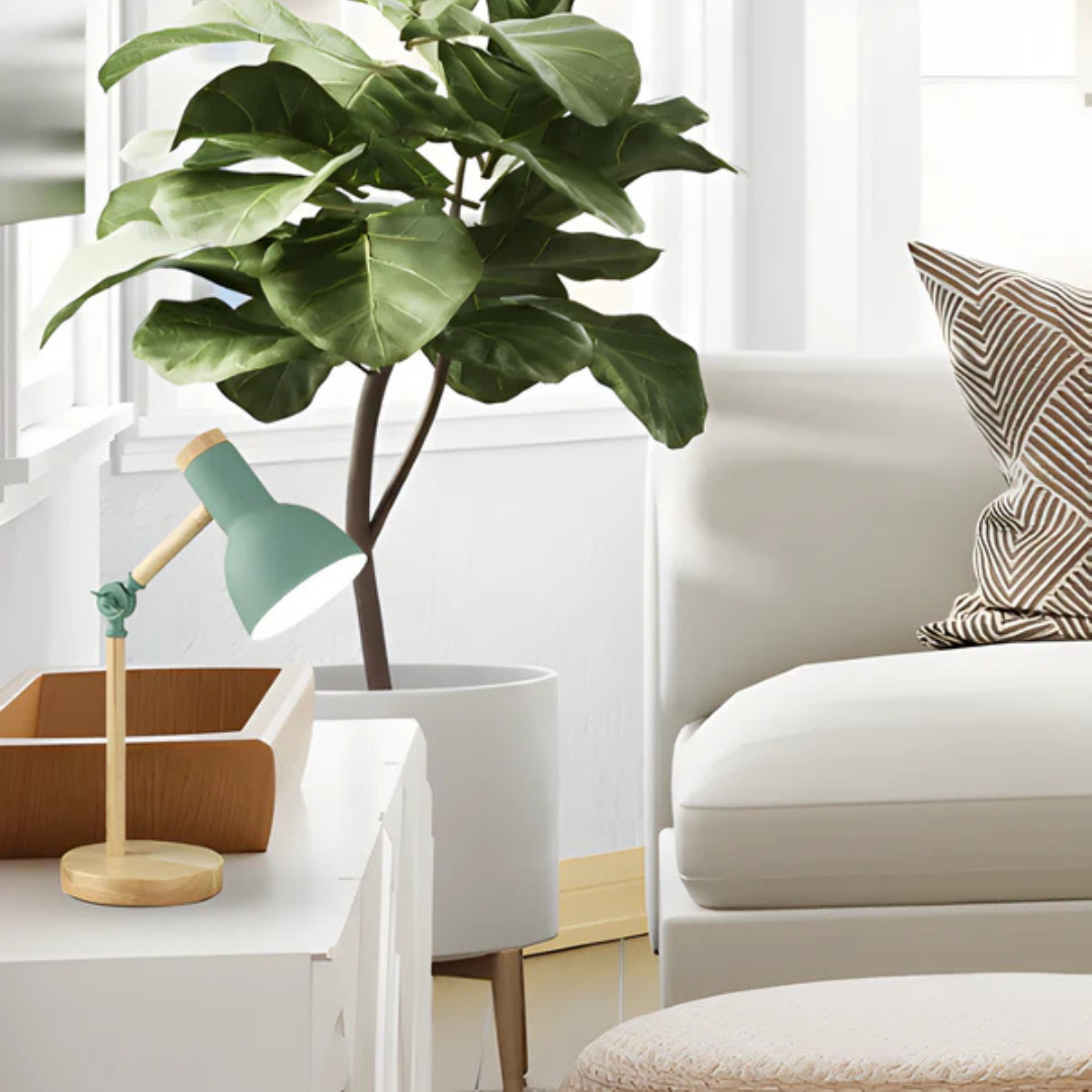 Modern Wooden and Metal Adjustable LED Table Lamp 1-Light