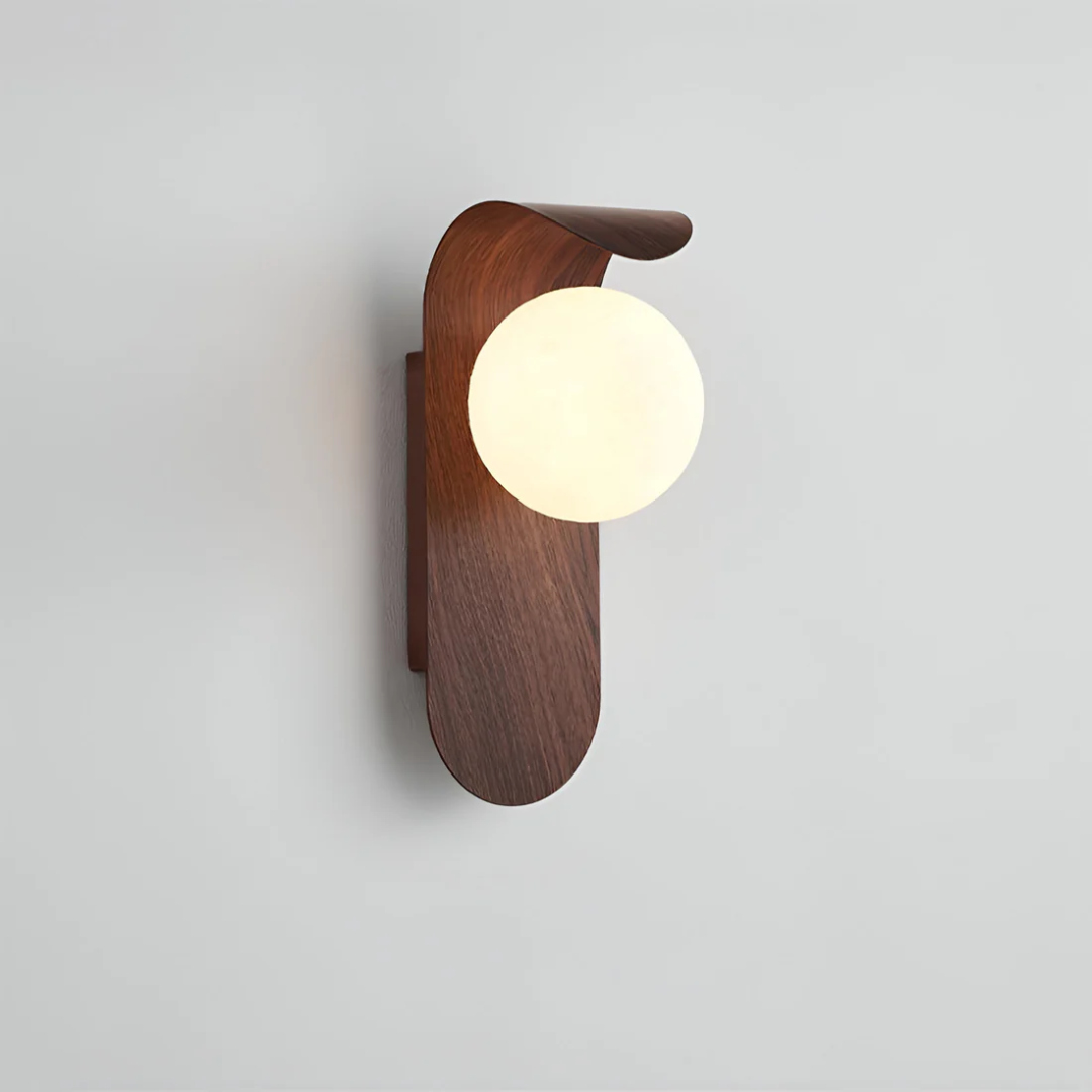 Scandinavian Wood Globe Wall Sconce LED 1-Light