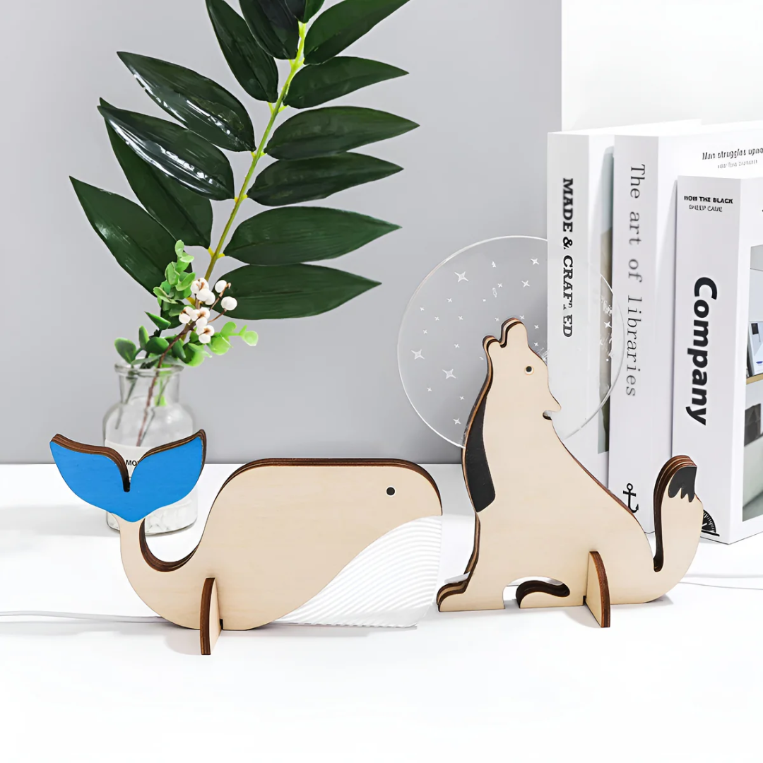 Nordic Wooden Animal LED Table Lamp 1-Light
