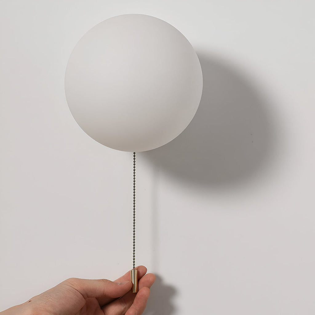 Nordic Minimalist Glass Globe Wall Sconce LED 1-Light with Pull Cord