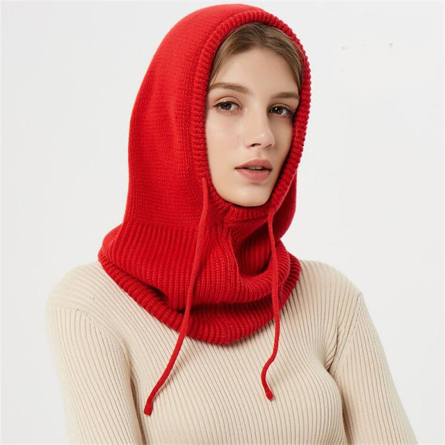 Guili | Winter Knit Beanie | Hooded Balaclava Style | Reinforced Wool-Blend Thermal Insulation | Adjustable Drawstring Fit | Wind-Resistant High-Volume Headwear