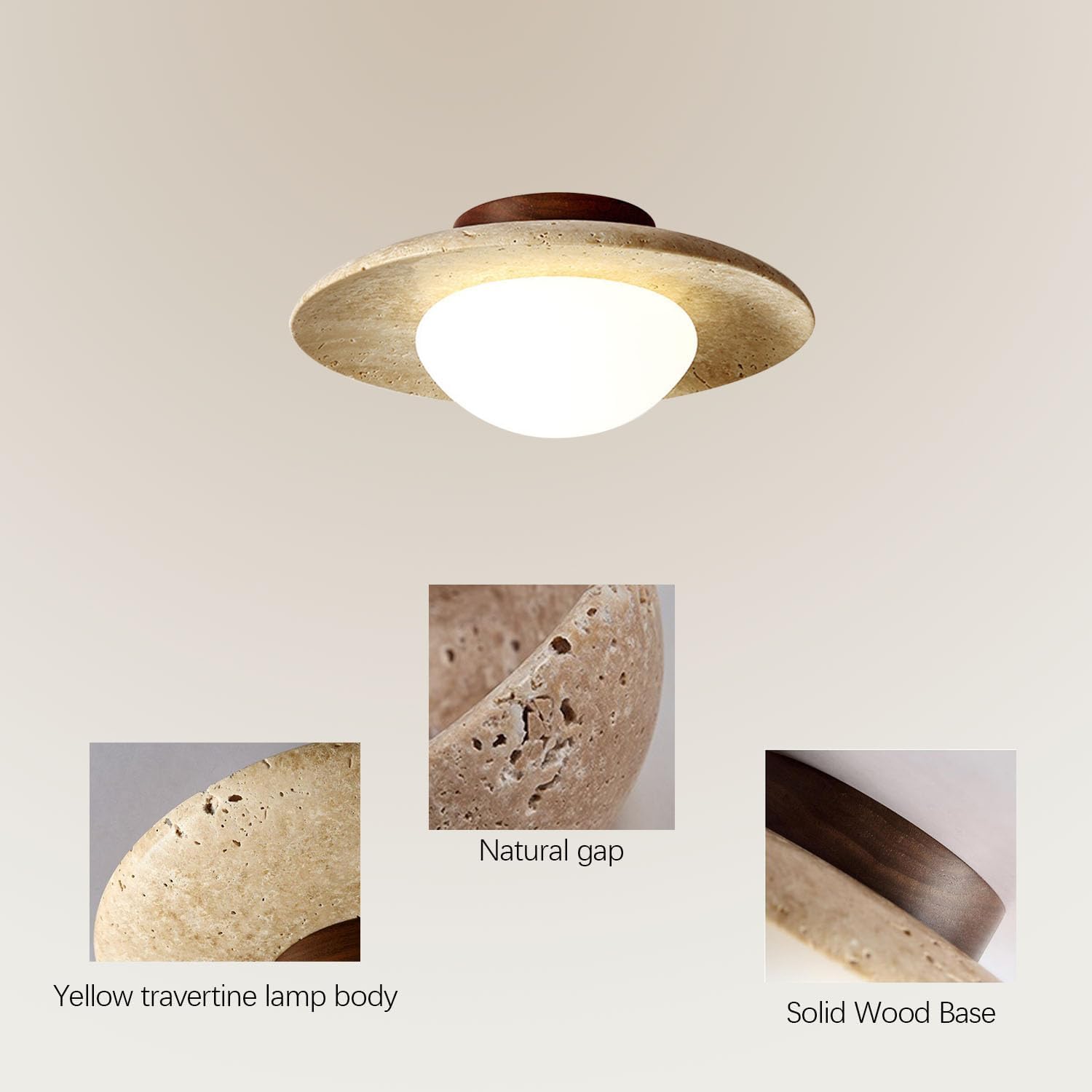 Nordic Minimalist Travertine Round LED Ceiling Light 1-Light