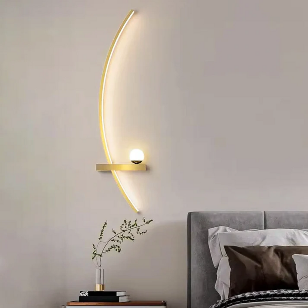 Modern Brass Arc LED Wall Sconce 2-Lights