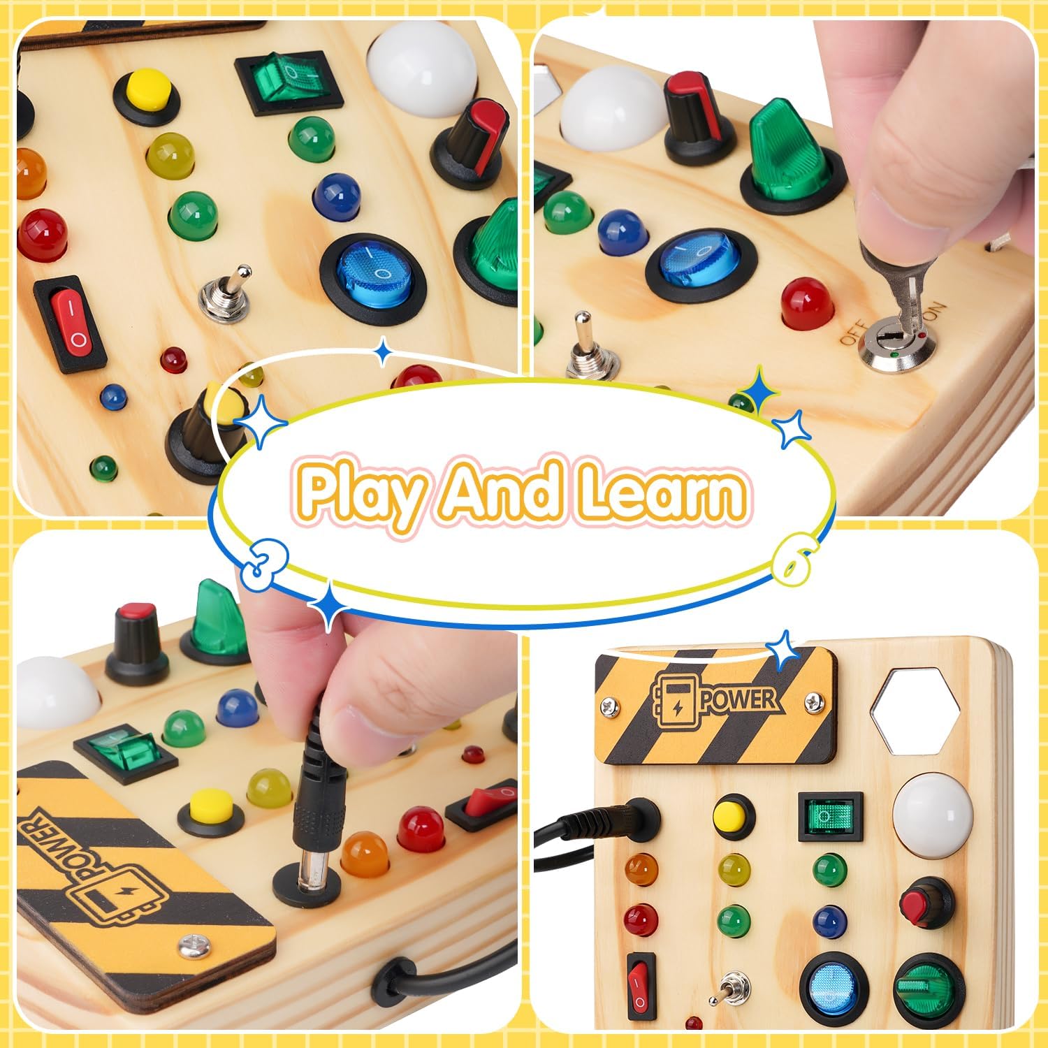 Guili | EcoToys GlowSwitch | Develop your Toddler's Creativity - Montessori LED Wooden Playboard