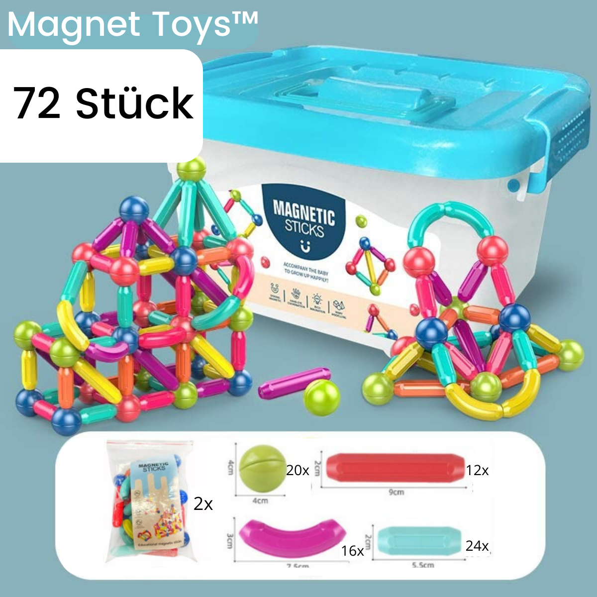Guili | Magnetix Attractive Building Blocks Set | Development & Creativity - For Babies and Children
