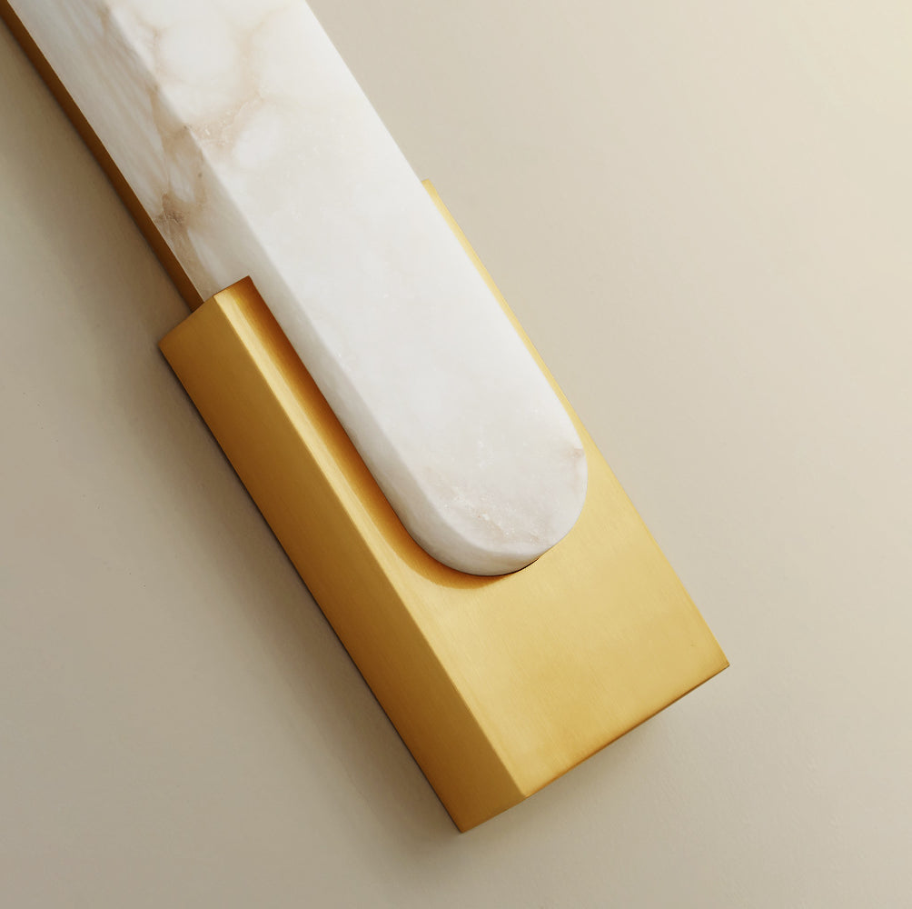 Modern Alabaster-Effect Brass Wall Sconce LED 1-Light