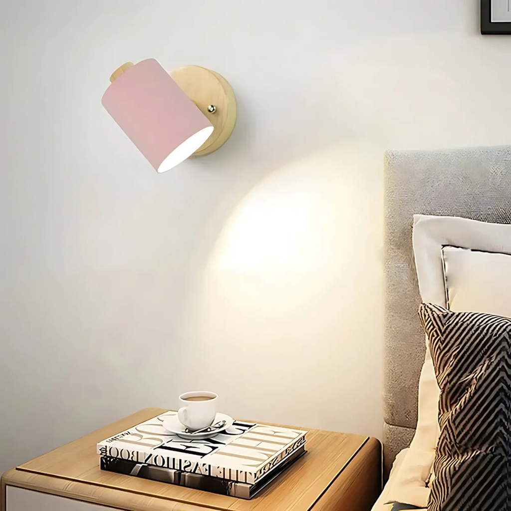 Modern Minimalist Wood Cylinder LED Wall Sconce 1-light