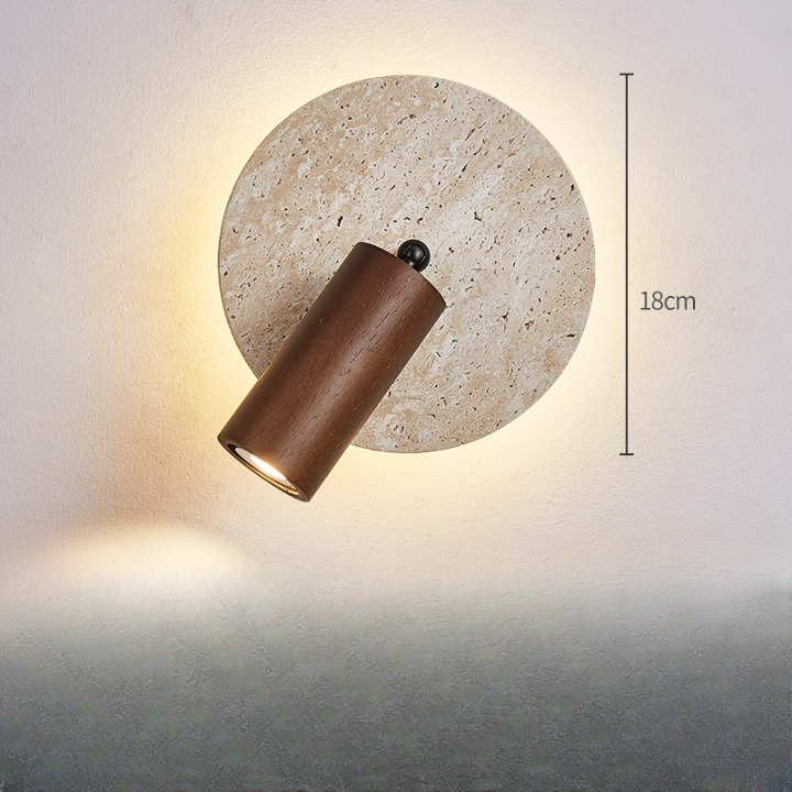 Modern Travertine Wood Rotatable Wall Sconce LED 1-Light