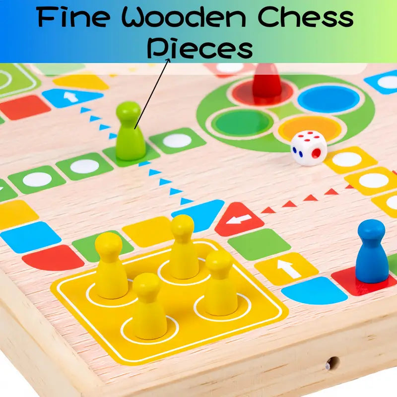 Guili | EcoToys EduPlay | Educational and Entertaining - Wooden 2-in-1 Board Game for Family Fun