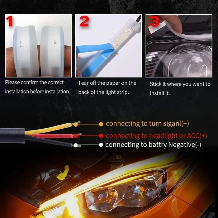 Guili | Flexible DRL LED Night & Daytime Running Light Strip (No Disassembling Needed)