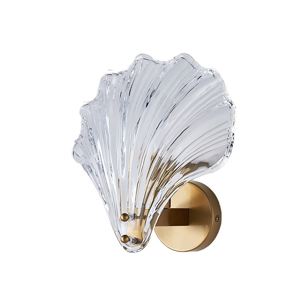 Art Deco Brass Glass Seashell Wall Sconce LED 1-Light