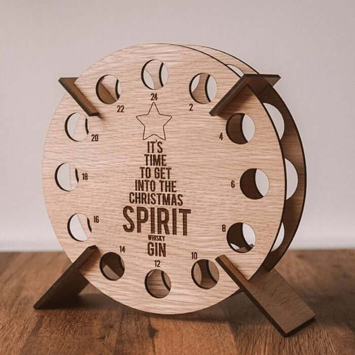 Guili | Wooden Advent Calendar | Christmas Tree Shape & Refillable | For Beer, Wine & Mini Bottles | Reusable